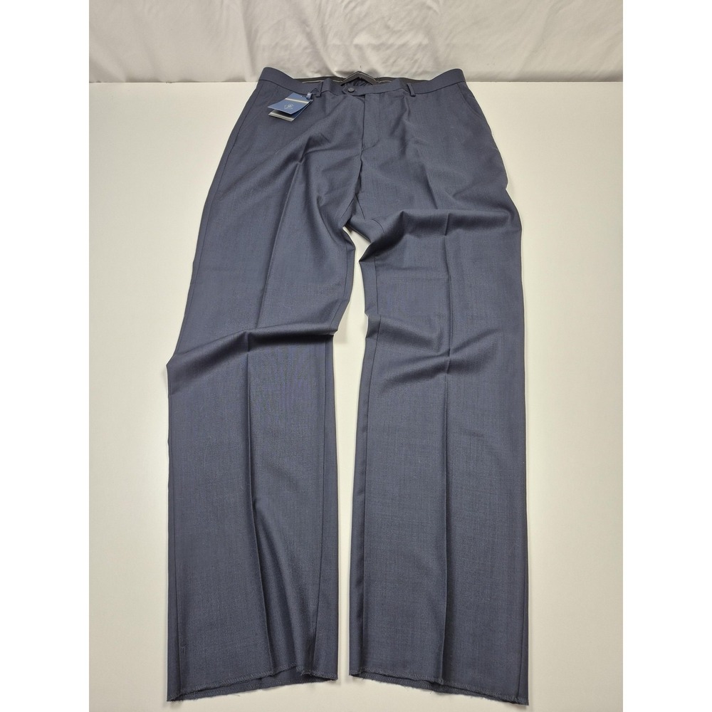 Leonardo Valenti Dress Pants Mens 40x36 Blue Wool Flat Front Rimini NWT Office